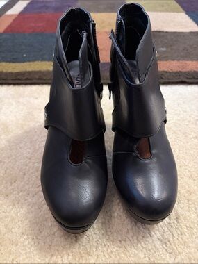 Unlisted Black Cutout Ankle Booties with Side Zipper
